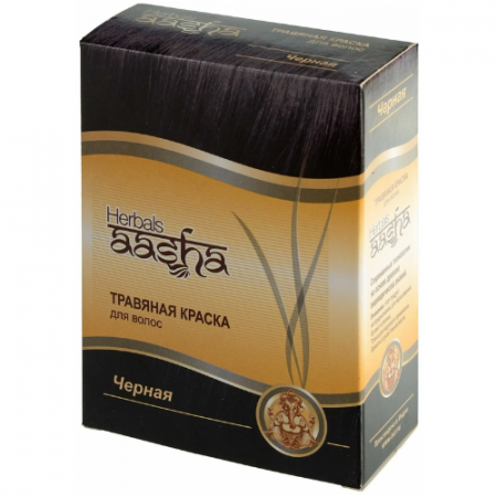 Травяная краска для волос Черная, Ааша Хербалс 60г. Aasha Herbals