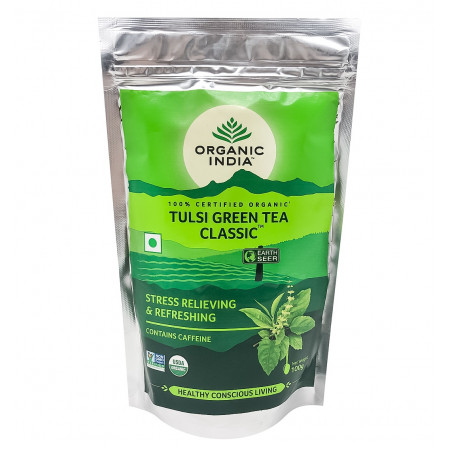 Чай Тулси и Зеленый чай 100 гр. Tulsi Green Tea Classic ORGANIC INDIA