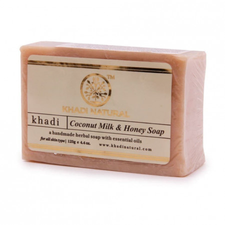 Аюрведическое мыло Молоко кокоса с медом Кхади 125 г. Coconut Milk Honey Soap Khadi