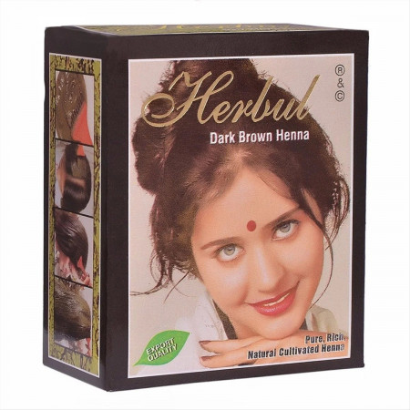 Натуральная Хна для волос Темно-коричневая Хербул 60 гр Dark Brown Herbul