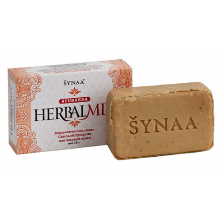 Аюрведическое мыло Сандал и Трифала для жирной кожи 75 г HerbalMix, Synaa