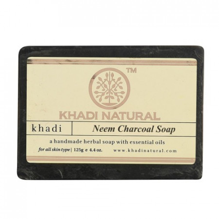 Аюрведическое мыло с Нимом и Бамбуковым углем Кхади 125 г. Neem Charcoal Soap Khadi